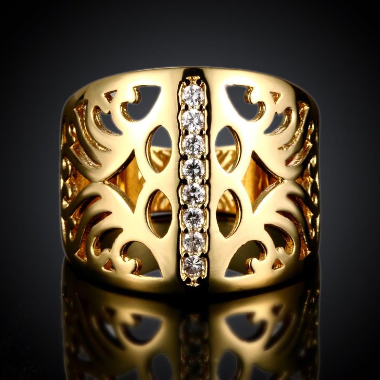 Wholesale Classic 24K Gold Geometric CZ Ring TGGPR1188 1