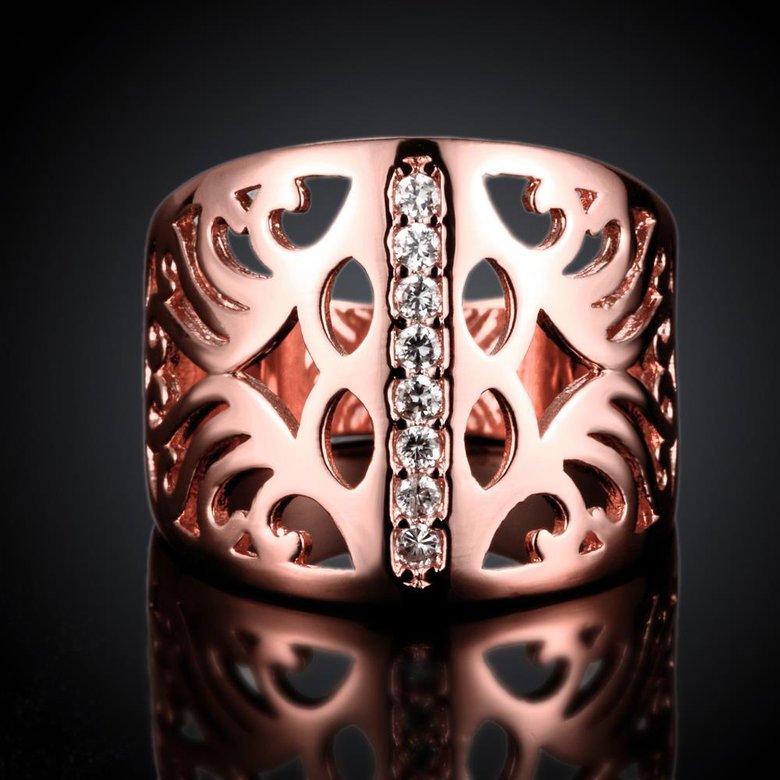 Wholesale Classic Rose Gold Geometric CZ Ring TGGPR1195 1