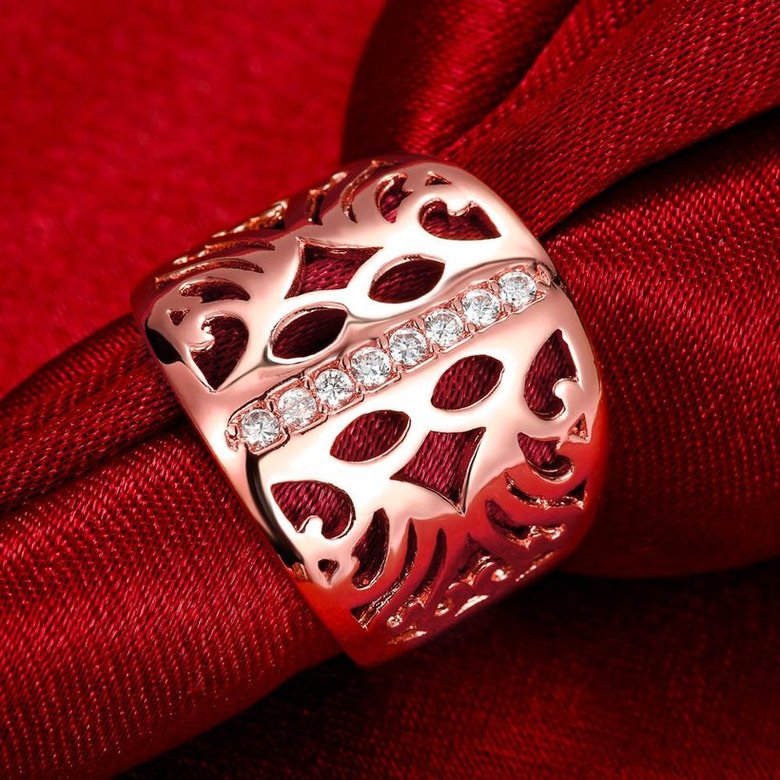 Wholesale Classic Rose Gold Geometric CZ Ring TGGPR1195 2