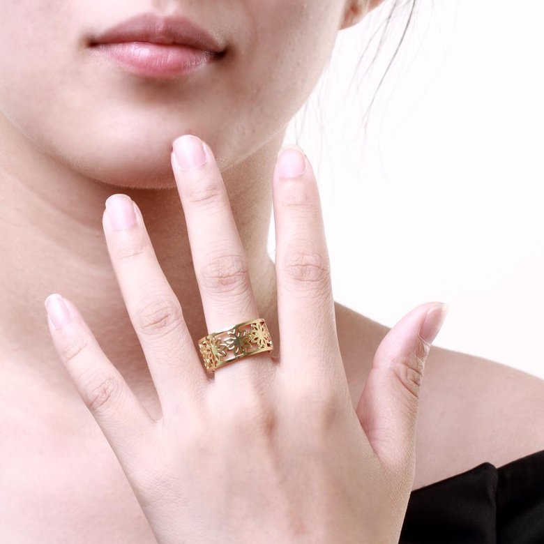 Wholesale Punk 24K Gold Geometric CZ Ring TGGPR1230 3