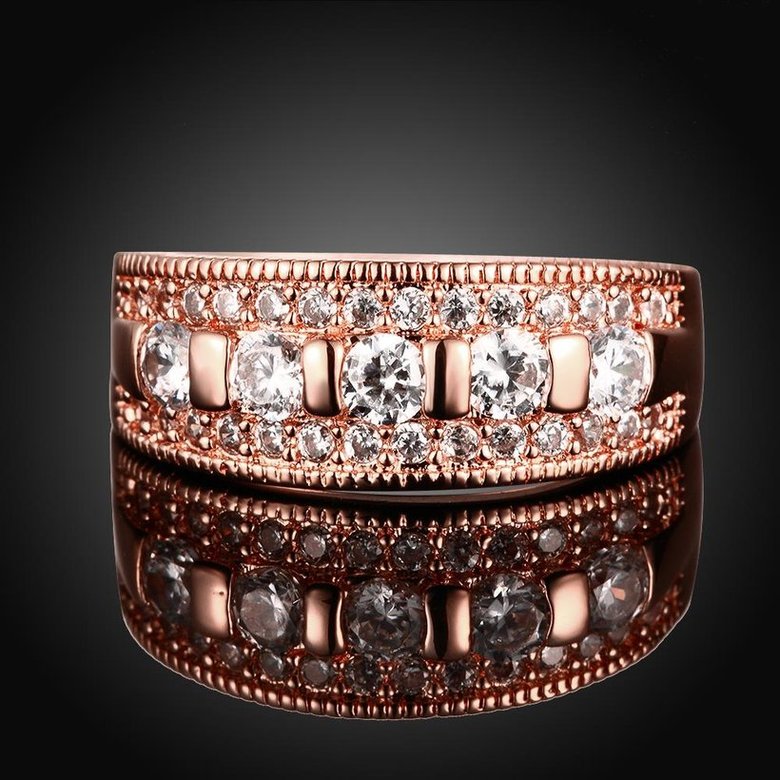 Wholesale Bohemia Rose Gold Geometric White CZ Ring TGGPR1256 1