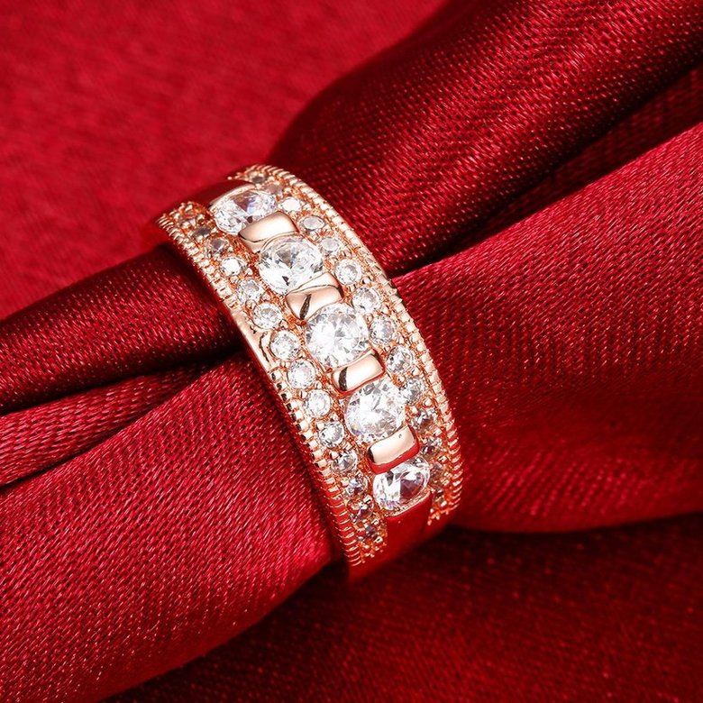 Wholesale Bohemia Rose Gold Geometric White CZ Ring TGGPR1256 2