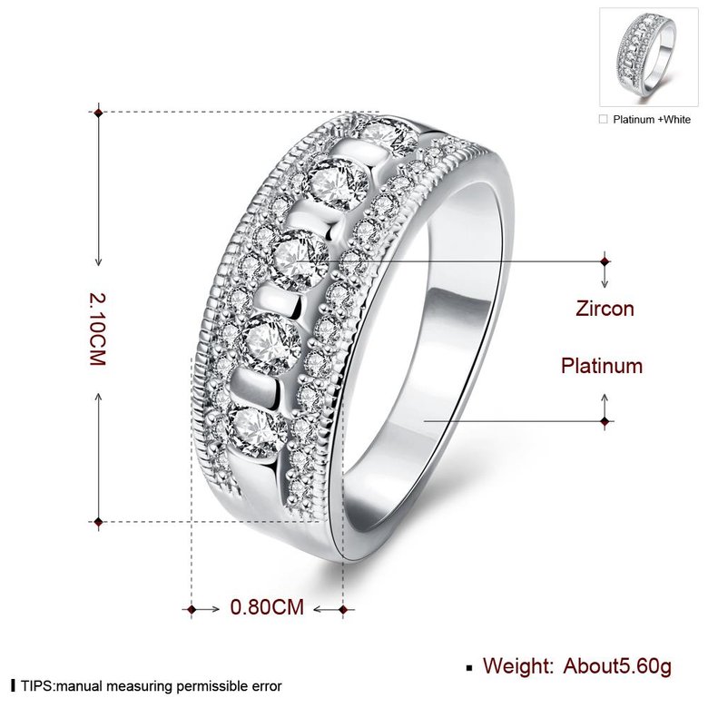 Wholesale Bohemia Platinum Geometric White CZ Ring TGGPR1262 2