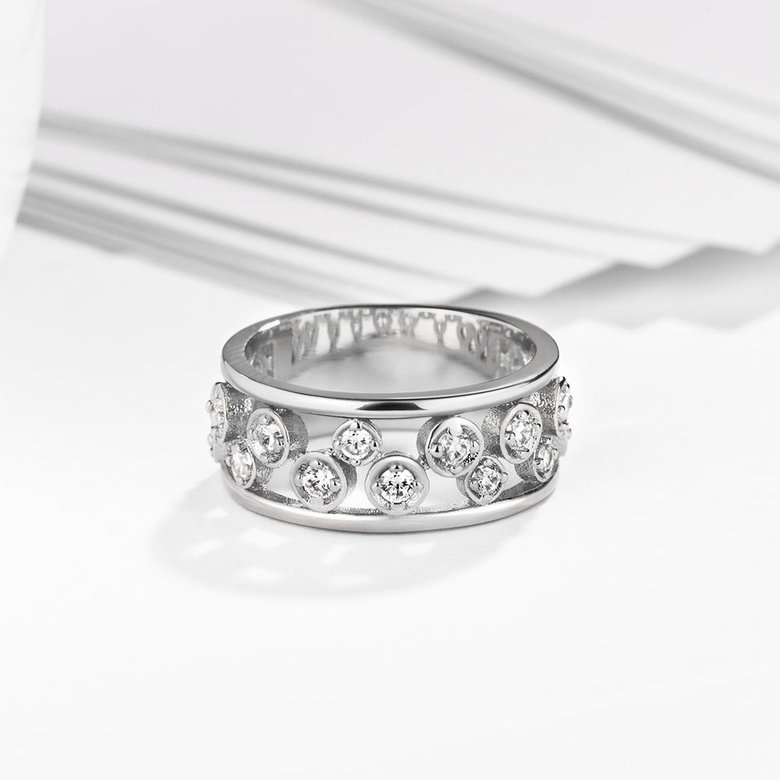 Wholesale Punk Platinum Round White CZ Ring TGGPR1299 0