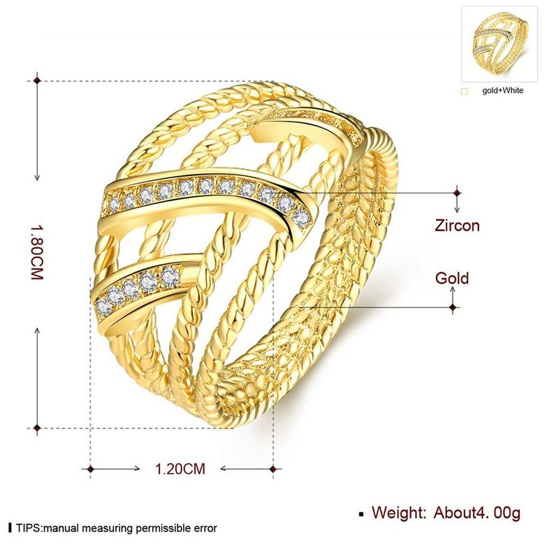 Wholesale Classic 24K Gold Geometric White CZ Ring TGGPR1327 3