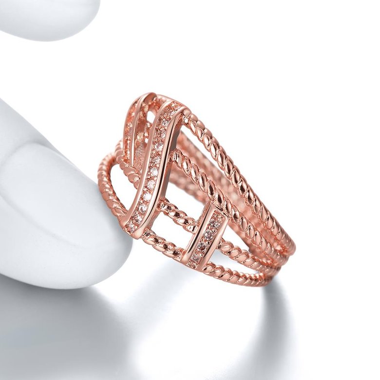 Wholesale Classic Rose Gold Geometric White CZ Ring TGGPR1334 4