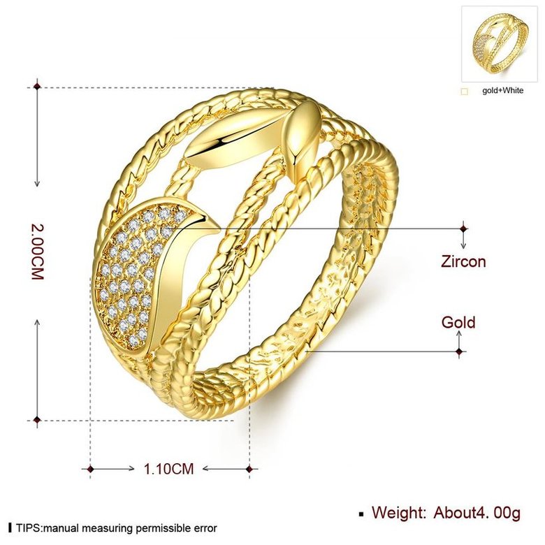 Wholesale Trendy 24K Gold Plant White CZ Ring TGGPR1340 0