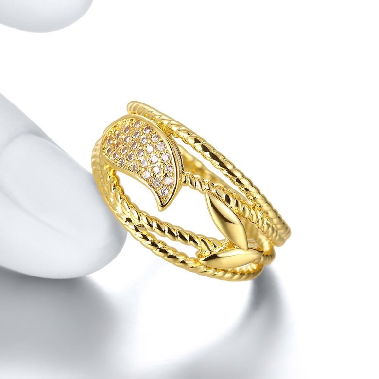 Wholesale Trendy 24K Gold Plant White CZ Ring TGGPR1340 3