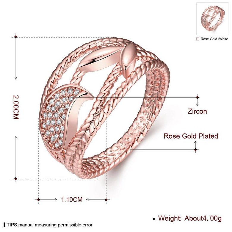 Wholesale Trendy Rose Gold Plant White CZ Ring TGGPR1345 4