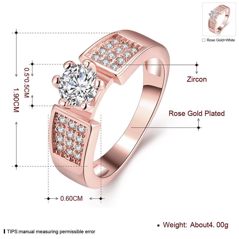 Wholesale Romantic Rose Gold Round White CZ Ring TGGPR1357 0