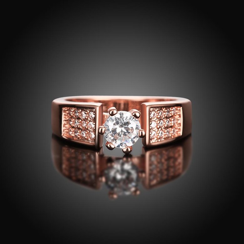 Wholesale Romantic Rose Gold Round White CZ Ring TGGPR1357 1