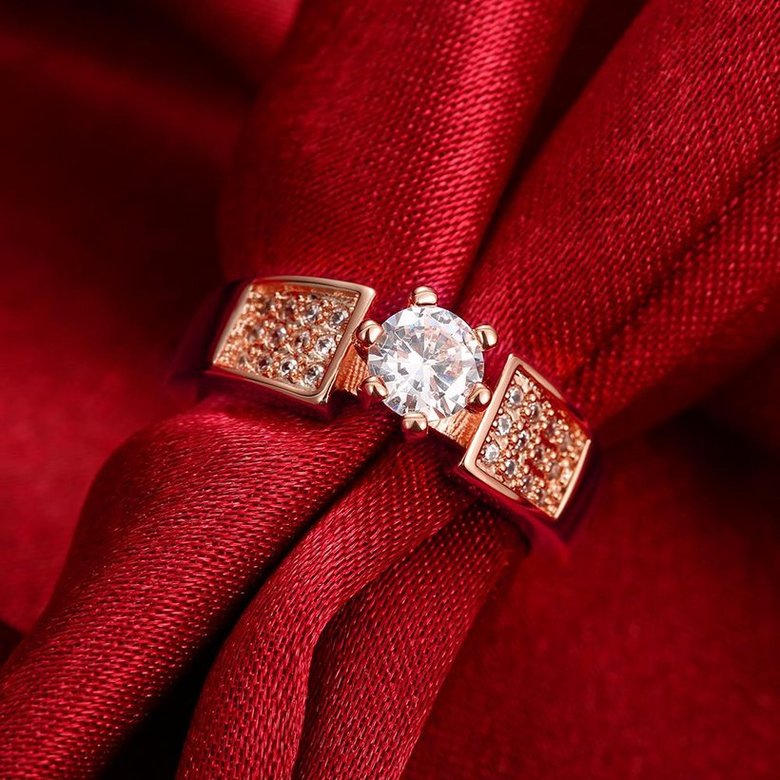 Wholesale Romantic Rose Gold Round White CZ Ring TGGPR1357 2