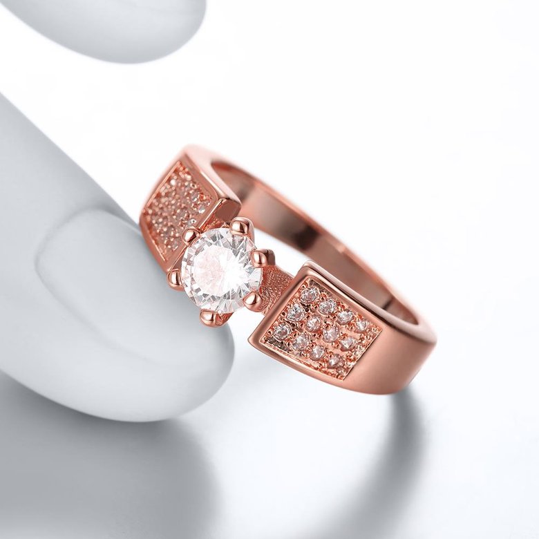 Wholesale Romantic Rose Gold Round White CZ Ring TGGPR1357 3