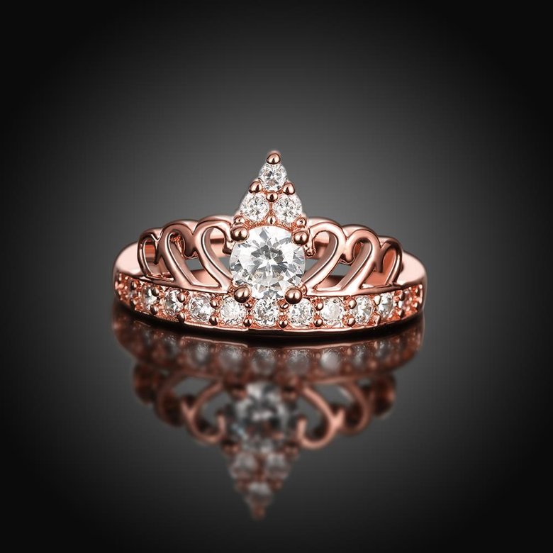 Wholesale Romantic Rose Gold Geometric White CZ Ring TGGPR1366 1