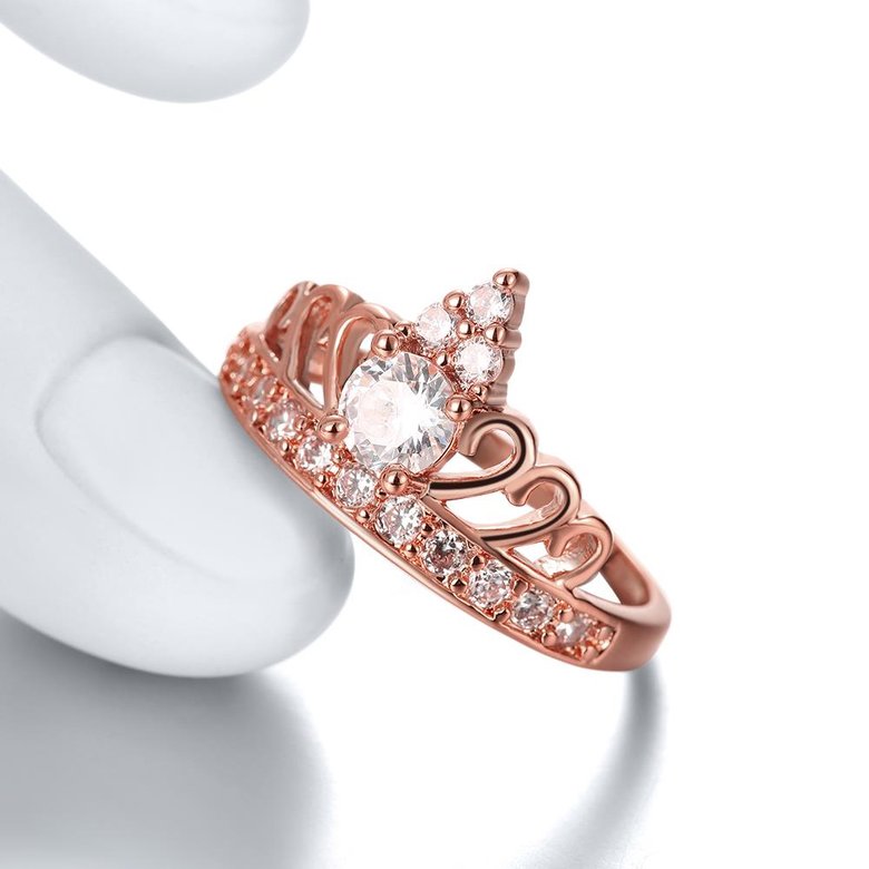 Wholesale Romantic Rose Gold Geometric White CZ Ring TGGPR1366 3