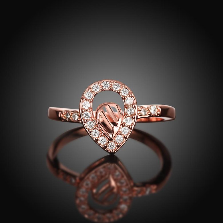 Wholesale Trendy Rose Gold Water Drop White CZ Ring TGGPR1376 2