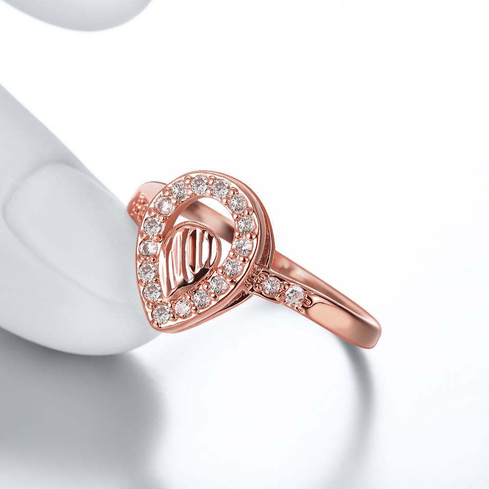 Wholesale Trendy Rose Gold Water Drop White CZ Ring TGGPR1376 4