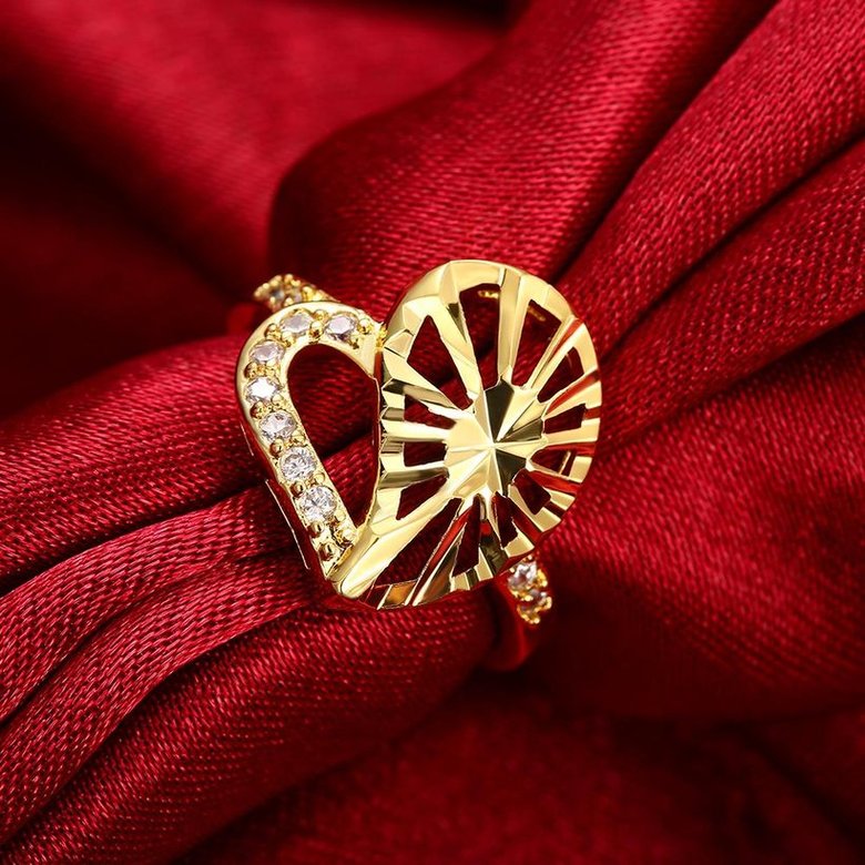 Wholesale Trendy 24K Gold Heart White CZ Ring TGGPR1381 0