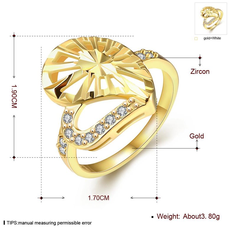 Wholesale Trendy 24K Gold Heart White CZ Ring TGGPR1381 2