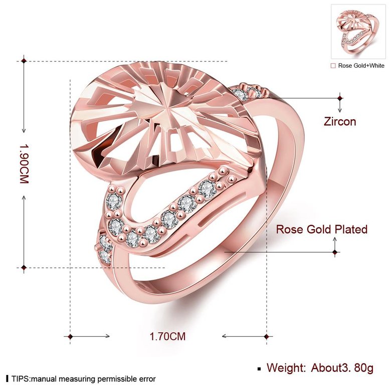 Wholesale Trendy Rose Gold Heart White CZ Ring TGGPR1385 0