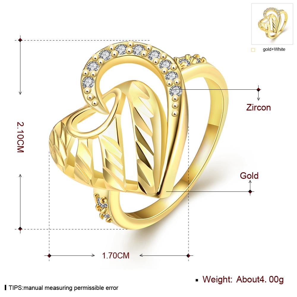 Wholesale Romantic 24K Gold Heart White CZ Ring TGGPR1390 0