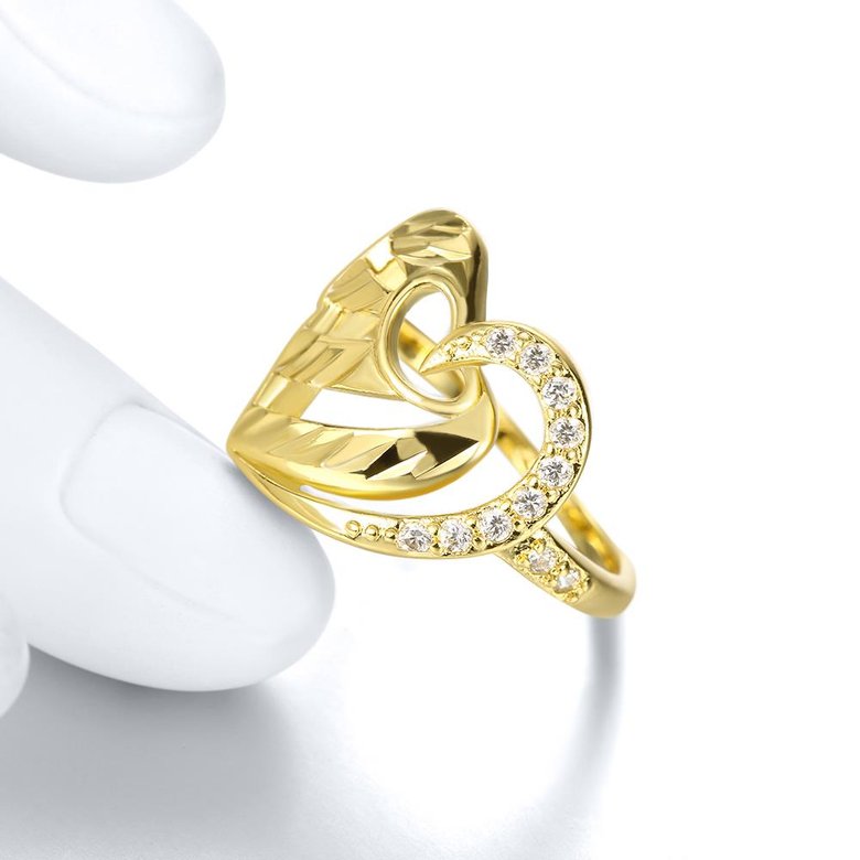 Wholesale Romantic 24K Gold Heart White CZ Ring TGGPR1390 3
