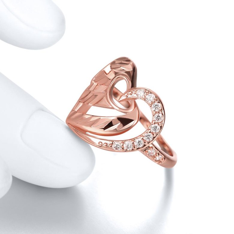 Wholesale Romantic Rose Gold Heart White CZ Ring TGGPR1395 3