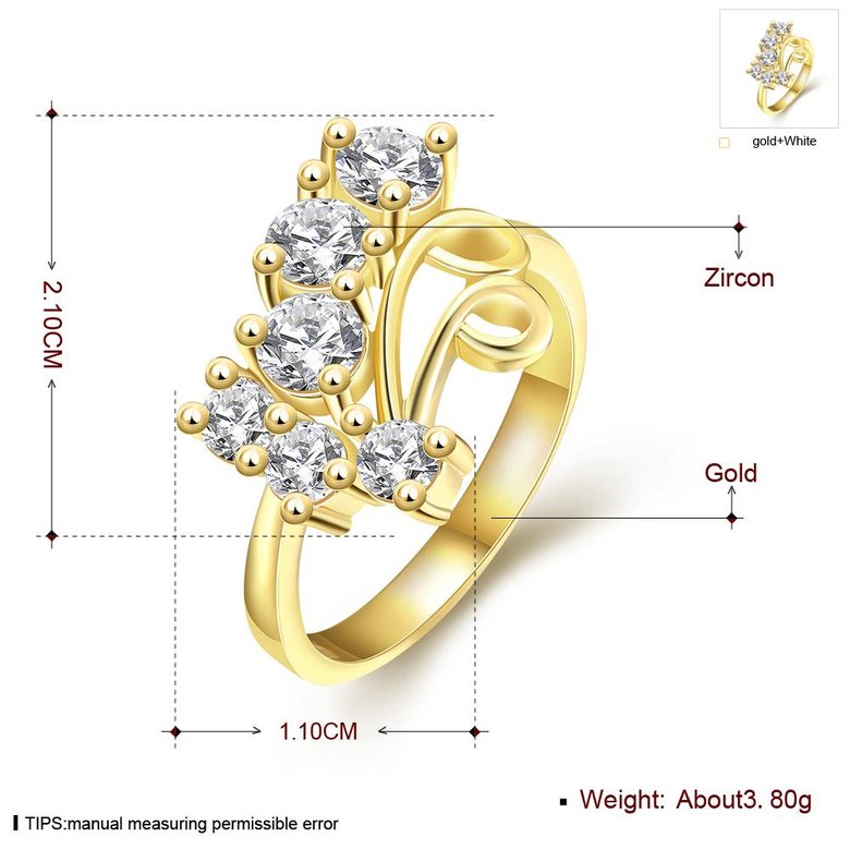 Wholesale Classic 24K Gold Geometric White CZ Ring TGGPR1401 0