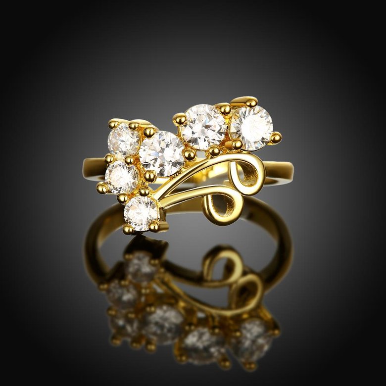 Wholesale Classic 24K Gold Geometric White CZ Ring TGGPR1401 1