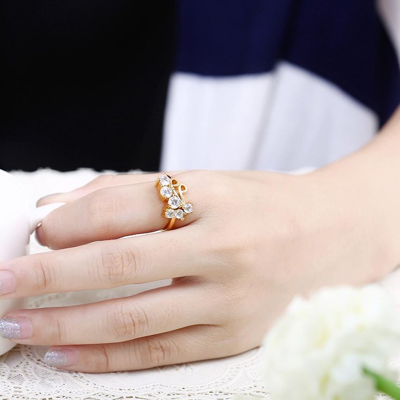 Wholesale Classic 24K Gold Geometric White CZ Ring TGGPR1401 4