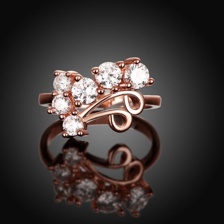 Wholesale Classic Rose Gold Geometric White CZ Ring TGGPR1407 1