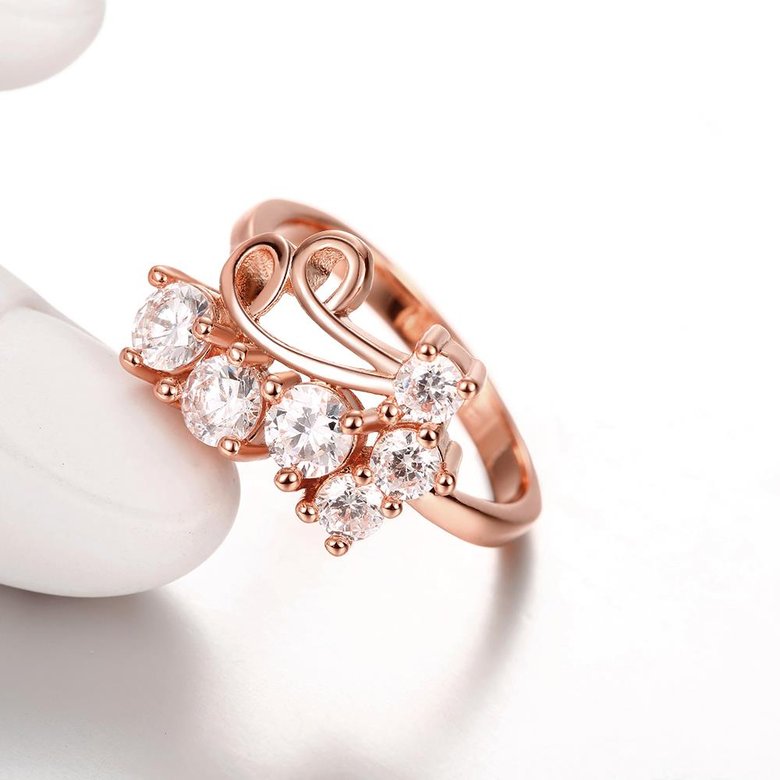 Wholesale Classic Rose Gold Geometric White CZ Ring TGGPR1407 3