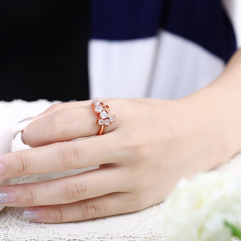 Wholesale Classic Rose Gold Geometric White CZ Ring TGGPR1407 4