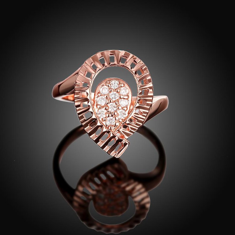 Wholesale Trendy Rose Gold Water Drop White CZ Ring TGGPR1422 2