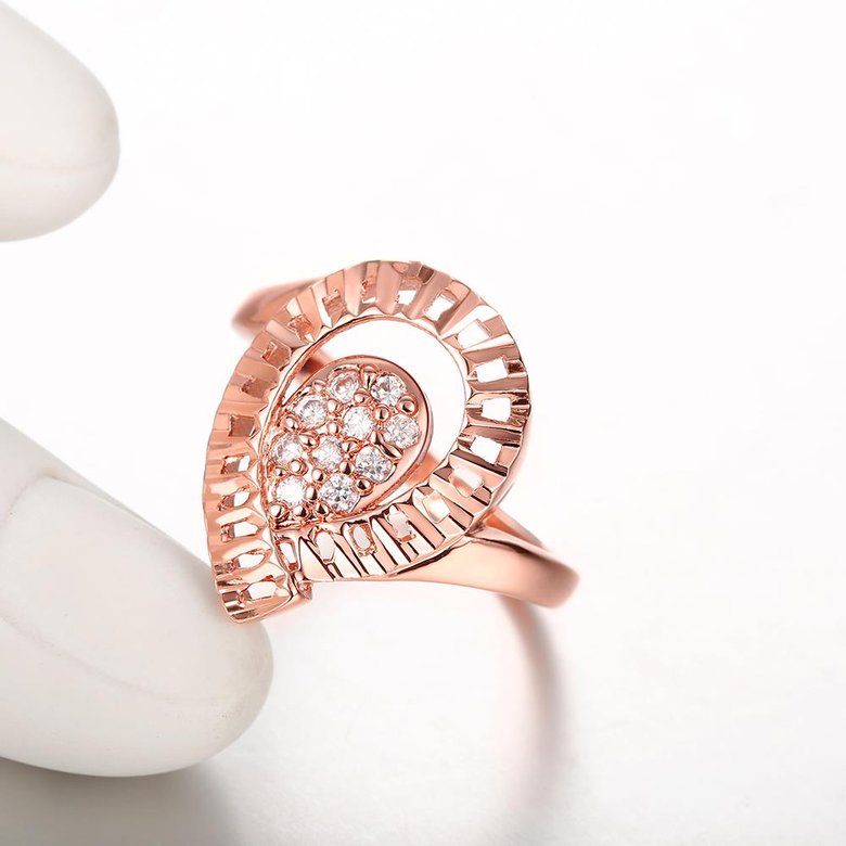 Wholesale Trendy Rose Gold Water Drop White CZ Ring TGGPR1422 3