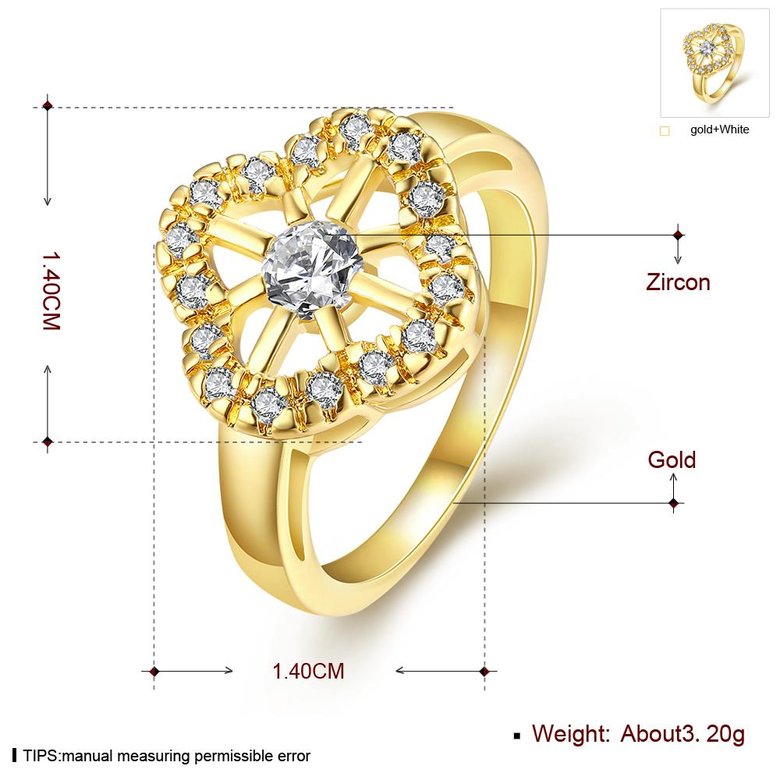 Wholesale Romantic 24K Gold Plant White CZ Ring TGGPR1430 0