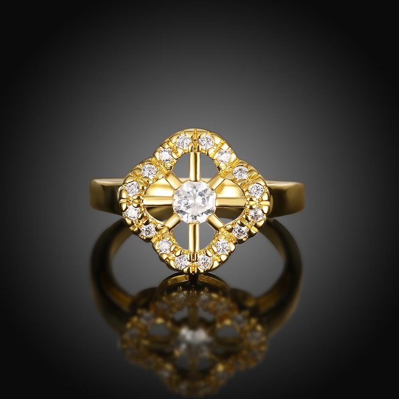 Wholesale Romantic 24K Gold Plant White CZ Ring TGGPR1430 1