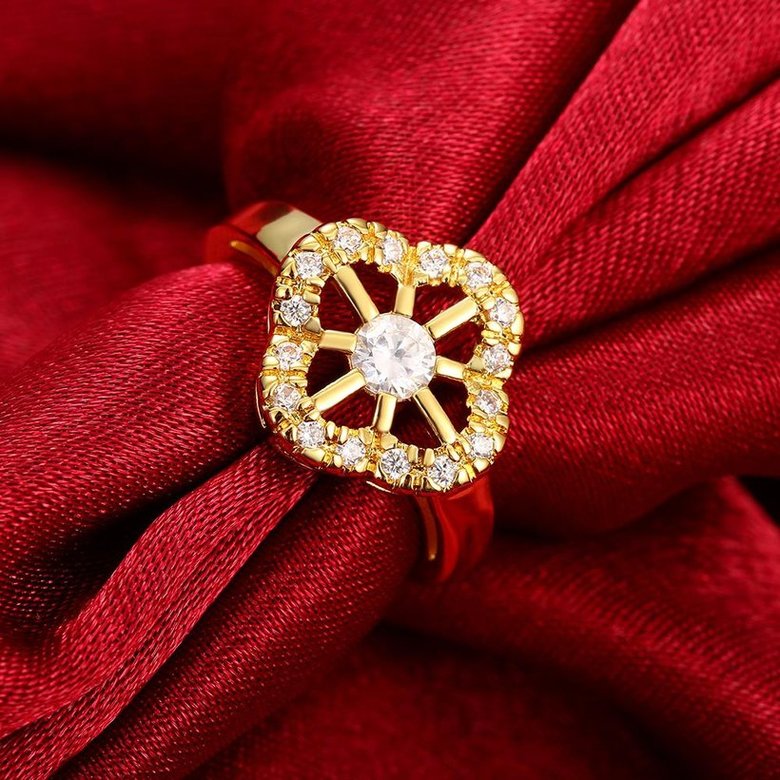 Wholesale Romantic 24K Gold Plant White CZ Ring TGGPR1430 2