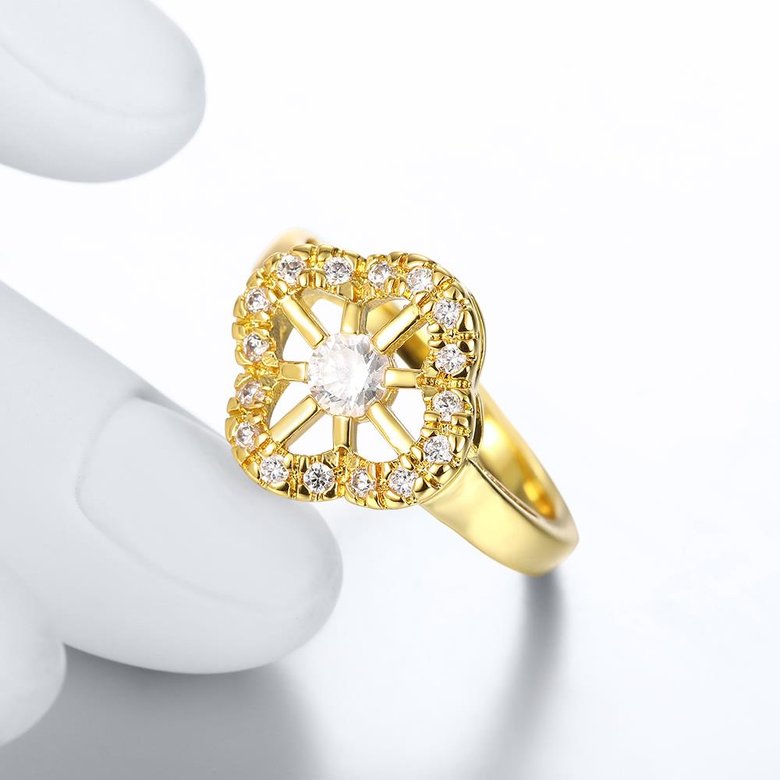 Wholesale Romantic 24K Gold Plant White CZ Ring TGGPR1430 3