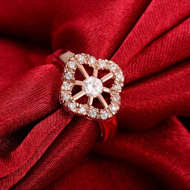 Wholesale Romantic Rose Gold Plant White CZ Ring TGGPR1438 2