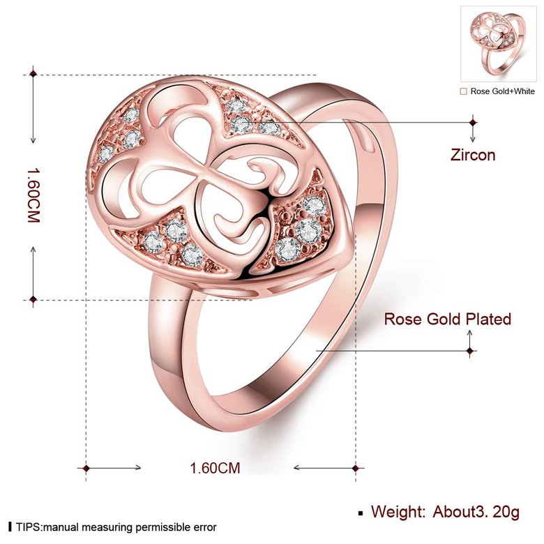 Wholesale Classic Rose Gold Water Drop White CZ Ring TGGPR1454 0