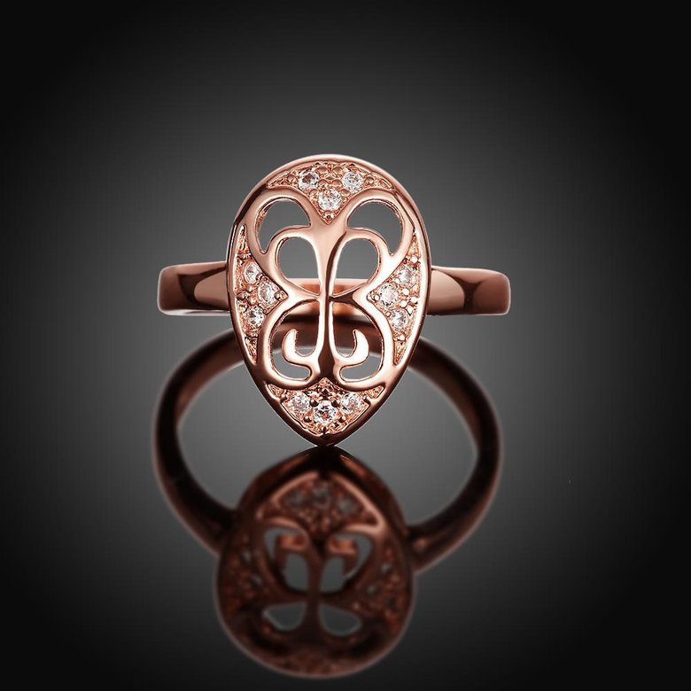 Wholesale Classic Rose Gold Water Drop White CZ Ring TGGPR1454 1