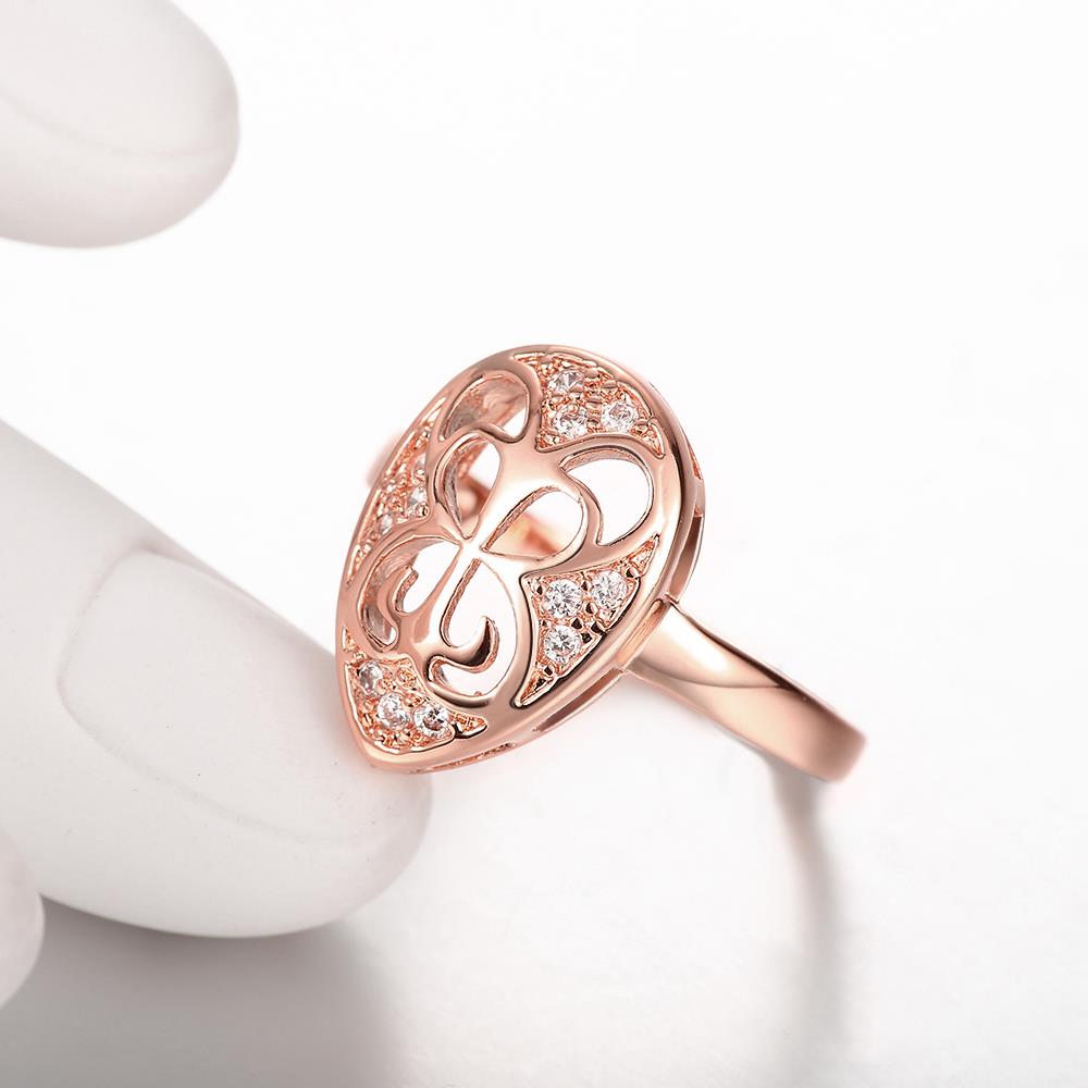 Wholesale Classic Rose Gold Water Drop White CZ Ring TGGPR1454 3