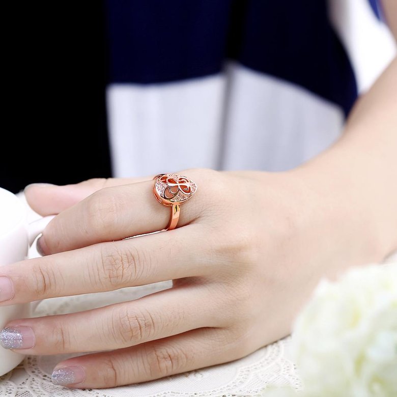 Wholesale Classic Rose Gold Water Drop White CZ Ring TGGPR1454 4