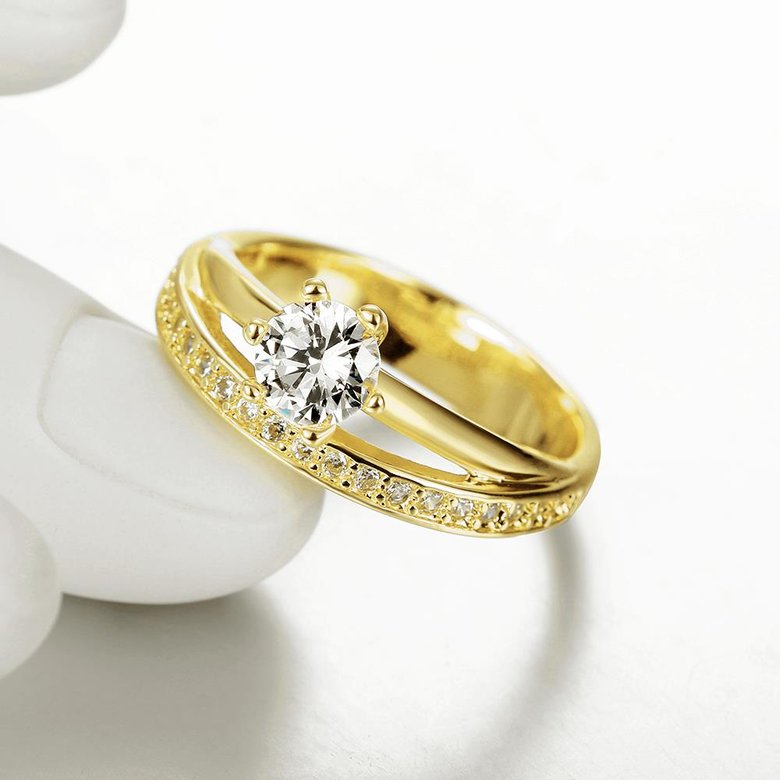 Wholesale Romantic 24K Gold Round White CZ Ring TGGPR172 0