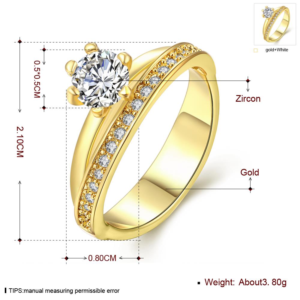 Wholesale Romantic 24K Gold Round White CZ Ring TGGPR172 1