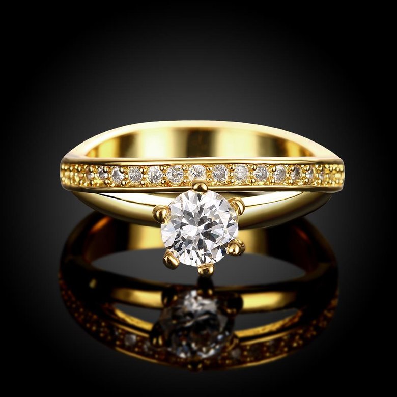 Wholesale Romantic 24K Gold Round White CZ Ring TGGPR172 2