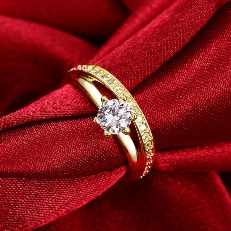 Wholesale Romantic 24K Gold Round White CZ Ring TGGPR172 3