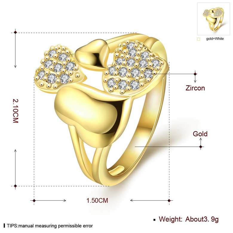 Wholesale Hot sale jewelry from China Trendy 24K Gold Heart White CZ Ring  TGGPR224 0