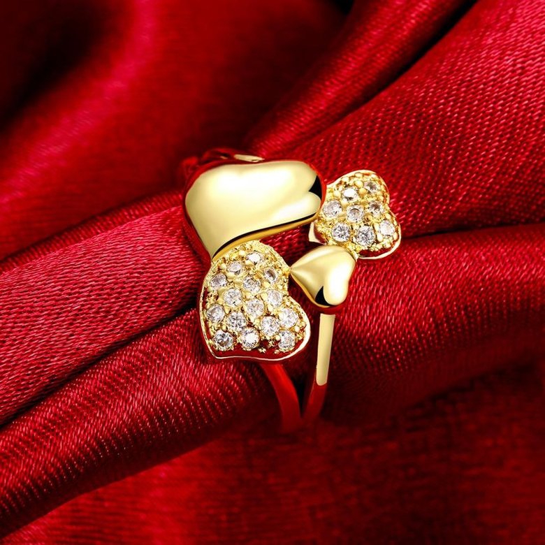 Wholesale Hot sale jewelry from China Trendy 24K Gold Heart White CZ Ring  TGGPR224 1